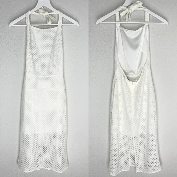 Line and Dot Spring Life Eyelet Apron Dress in White - Picture 2 of 6